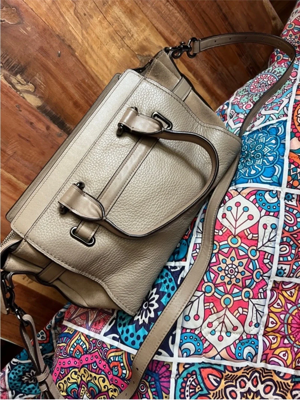 Coach  Leather Satchel Bag with Removable Strap